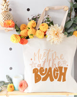 Meet Me At The Beach Cotton Canvas Tote Bag