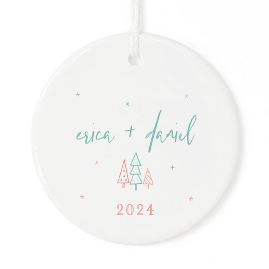 Personalized Modern Couple Names with Year Christmas Ornament