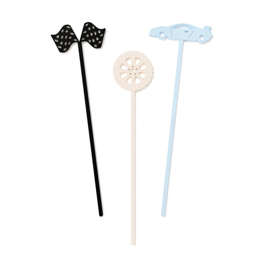 Race Car Acrylic Party Drink Stirrers, Set of 12