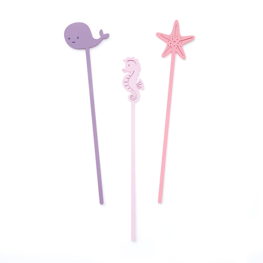 Under the Sea Baby Girl Acrylic Drink Stirrers, Set of 12