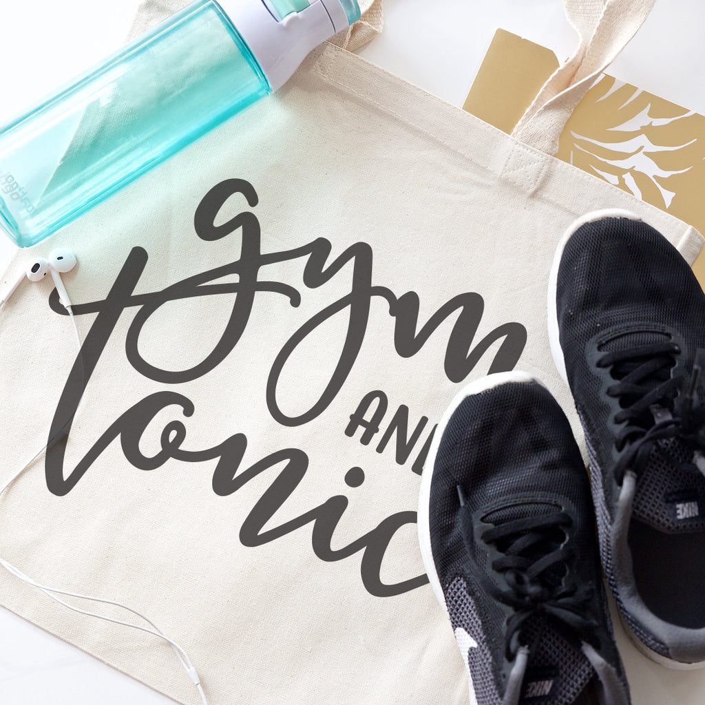 Gym and Tonic Cotton Canvas Tote Bag The Cotton & Canvas Co.