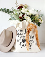 My Head Says Gym, My Heart Says Tacos Gym Cotton Canvas Tote Bag - The Cotton and Canvas Co.