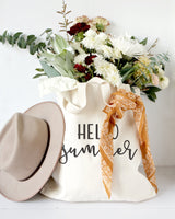 Hello Summer Cotton Canvas Tote Bag - The Cotton and Canvas Co.