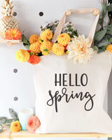 Hello Spring Cotton Canvas Tote Bag - The Cotton and Canvas Co.