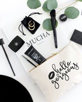 Hello Gorgeous Cotton Canvas Cosmetic Bag - The Cotton and Canvas Co.
