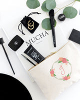 Personalized Monogram Floral Cosmetic Bag and Travel Make Up Pouch - The Cotton and Canvas Co.