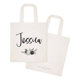 Personalized Floral Name Cotton Canvas Tote Bag - The Cotton and Canvas Co.