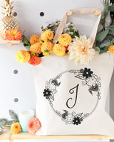 Personalized Monogram Floral Cotton Canvas Tote Bag - The Cotton and Canvas Co.