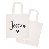 Personalized Heart Name Cotton Canvas Tote Bag - The Cotton and Canvas Co.