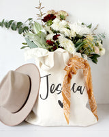 Personalized Heart Name Cotton Canvas Tote Bag - The Cotton and Canvas Co.