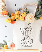 Sandy Shoes and Salty Kisses Cotton Canvas Tote Bag - The Cotton and Canvas Co.