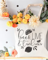 Beer, Lime and Tan Lines Cotton Canvas Tote Bag - The Cotton and Canvas Co.