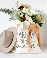 Take Me to the Ocean Cotton Canvas Tote Bag - The Cotton and Canvas Co.