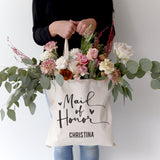 Maid of Honor Personalized Wedding Cotton Canvas Tote Bag - The Cotton and Canvas Co.