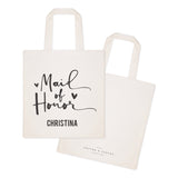 Maid of Honor Personalized Wedding Cotton Canvas Tote Bag - The Cotton and Canvas Co.