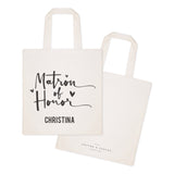 Matron of Honor Personalized Wedding Cotton Canvas Tote Bag - The Cotton and Canvas Co.