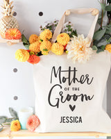 Mother of the Groom Personalized Wedding Cotton Canvas Tote Bag - The Cotton and Canvas Co.