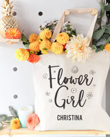 Flower Girl Personalized Wedding Cotton Canvas Tote Bag - The Cotton and Canvas Co.