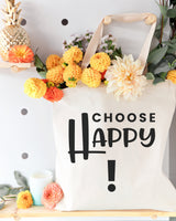 Choose Happy Cotton Canvas Tote Bag - The Cotton and Canvas Co.