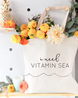 I Need Vitamin Sea Cotton Canvas Tote Bag - The Cotton and Canvas Co.