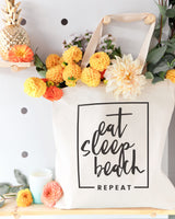 Eat, Sleep, Beach, Repeat Cotton Canvas Tote Bag - The Cotton and Canvas Co.