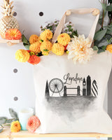 London Cityscape Cotton Canvas Tote Bag - The Cotton and Canvas Co.