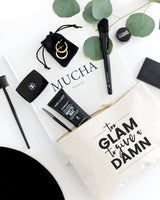 Too Glam to Give a Damn Cotton Canvas Cosmetic Bag - The Cotton and Canvas Co.