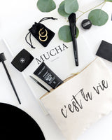 C'est La Vie Cotton Canvas Cosmetic Bag - The Cotton and Canvas Co.
