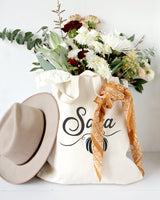 Personalized Name Pumpkin Cotton Canvas Tote Bag - The Cotton and Canvas Co.