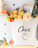 Personalized Name Ghost Cotton Canvas Tote Bag - The Cotton and Canvas Co.