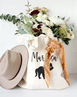 Personalized Name Black Cat Cotton Canvas Tote Bag - The Cotton and Canvas Co.