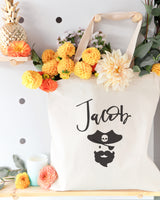 Personalized Name Pirate Cotton Canvas Tote Bag - The Cotton and Canvas Co.