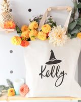 Personalized Name Witch Cotton Canvas Tote Bag - The Cotton and Canvas Co.