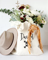 Personalized Name Skull Cotton Canvas Tote Bag - The Cotton and Canvas Co.
