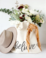 Believe Gym Cotton Canvas Tote Bag - The Cotton and Canvas Co.