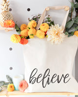 Believe Gym Cotton Canvas Tote Bag - The Cotton and Canvas Co.