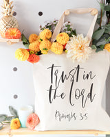 Trust in the Lord, Proverbs 3:5 Cotton Canvas Tote Bag - The Cotton and Canvas Co.