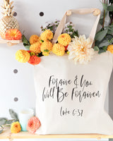 Forgive and You Will Be Forgiven, Luke 6:37 Cotton Canvas Tote Bag - The Cotton and Canvas Co.