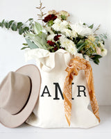 Personalized Triple Monogram Cotton Canvas Tote Bag - The Cotton and Canvas Co.