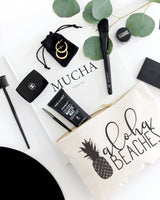 Aloha Beaches Cotton Canvas Cosmetic Bag - The Cotton and Canvas Co.