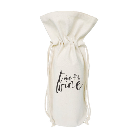 Time for Wine Cotton Canvas Wine Bag - The Cotton and Canvas Co.