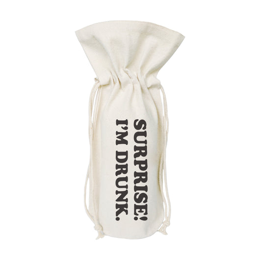 Surprise, I'm Drunk! Cotton Canvas Wine Bag - The Cotton and Canvas Co.