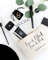 Love is Patient Love is Kind Cotton Canvas Cosmetic Bag - The Cotton and Canvas Co.