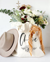 Personalized Name Modern Floral Cotton Canvas Tote Bag - The Cotton and Canvas Co.
