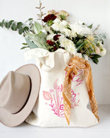 Personalized Name Pink Floral Cotton Canvas Tote Bag - The Cotton and Canvas Co.