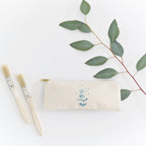 Personalized Name Blue Floral Cotton Canvas Pencil Case and Travel Pouch - The Cotton and Canvas Co.