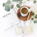 Personalized Name Blue Floral Cotton Canvas Pencil Case and Travel Pouch - The Cotton and Canvas Co.