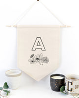 Personalized Floral Monogram Hanging Wall Banner - The Cotton and Canvas Co.
