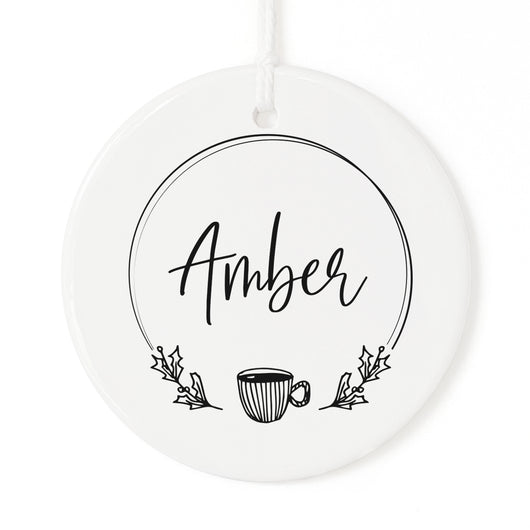 Personalized Name with Coffee Mug Christmas Ornament - The Cotton and Canvas Co.