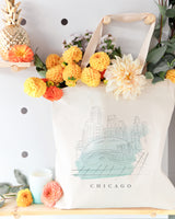 Chicago Cityscape Cotton Canvas Tote Bag - The Cotton and Canvas Co.